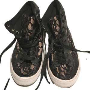 Rebecca Minkoff Black Lace High Top Sneakers Size 6.5